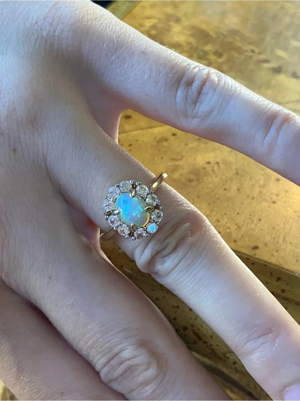 Natural Ethiopian Honey Opal Sterling Silver Ring Size 6.75